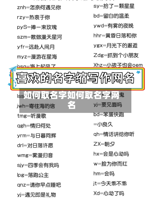 如何取名字如何取名字网名
