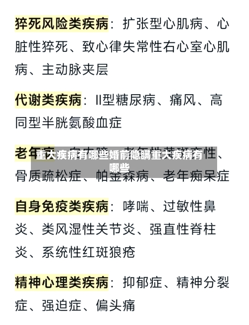 重大疾病有哪些婚前隐瞒重大疾病有哪些